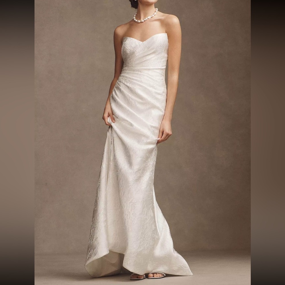 Wtoo by Watters Callahan Sweetheart Draped Jacquard Column Wedding Gown